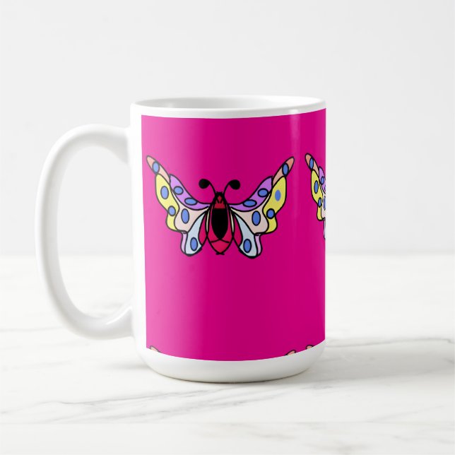 Mug Custom Vibrant Modern Folk Butterfly Art (Gauche)