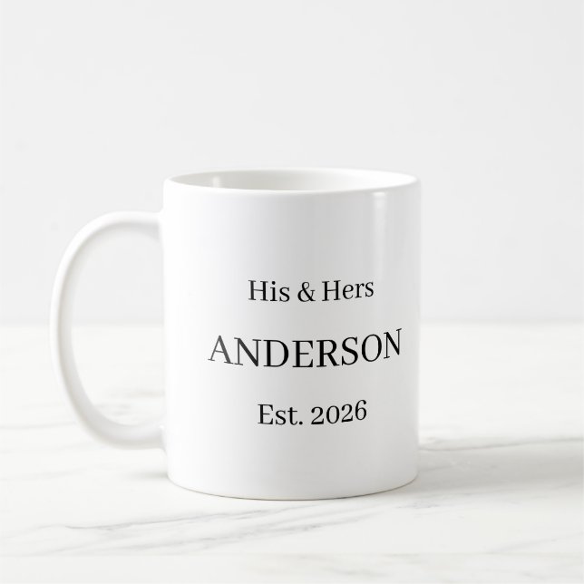 Mug Custom Wedding Last Name Coffee Gift (Gauche)