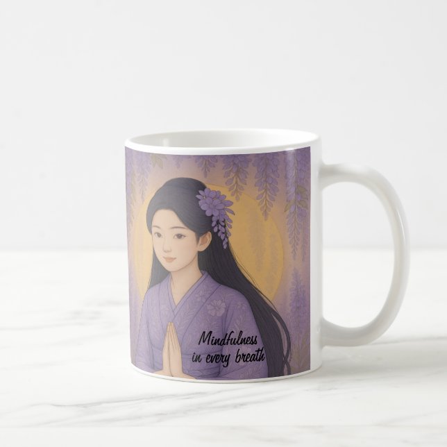 Mug Custom Zen Méditation art Mindfult Yoga Purple (Droite)
