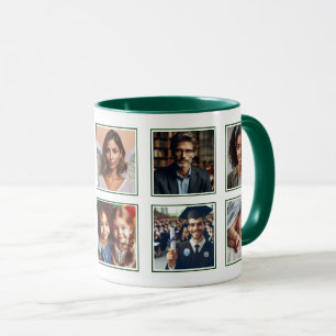Mug Customisé Elegant Ten Photo Collage Hunter Green