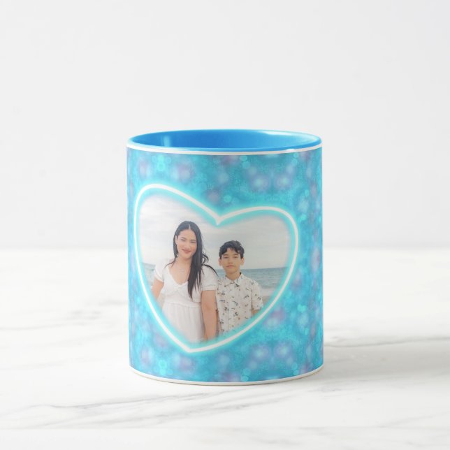 Mug Customiser l'image dans le coeur bleu hiver (Centre)