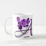 Mug Customizable Allison name hot purple flowers<br><div class="desc">Cette tasse classe est l'oeuvre créée par Berglind Design. © Berglind Design. Tous droits réservés.</div>