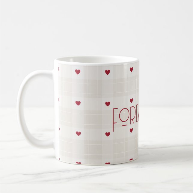 Mug Customizable Forever Mine Romantic Heart Pattern  (Gauche)