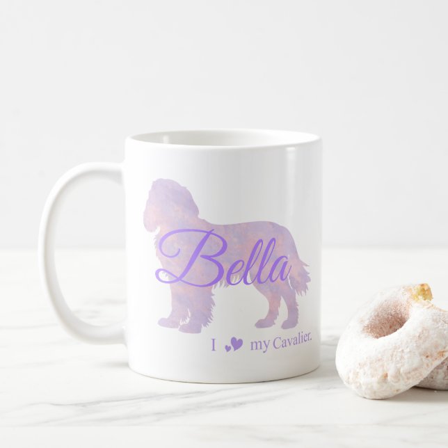 Mug Customizable Pastel Purple Cavalier King Charles   (Avec donut)