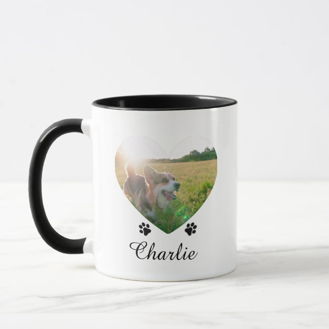 Mug Customizable Pet Heart-Shaped Photo Template Text  (Gauche)