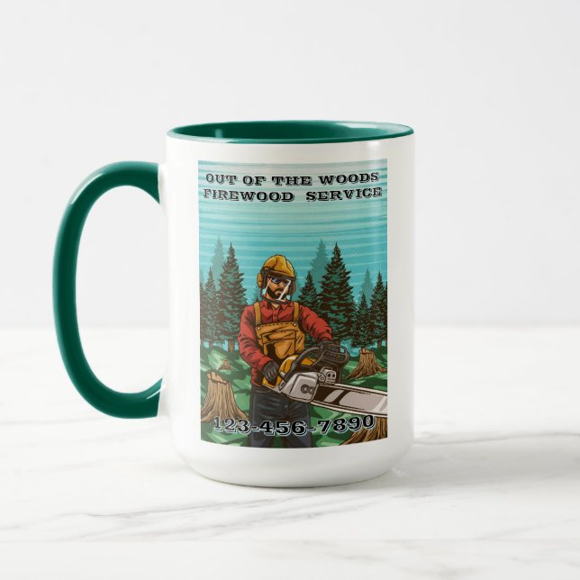 Mug Customize Firewood Service Business Promotional (Gauche)