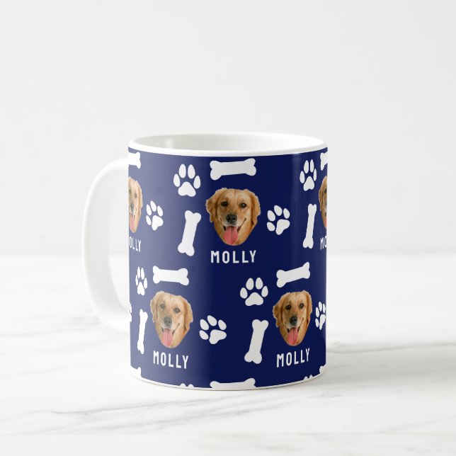 Mug Customized Dog Pet Photo & Name Navy Blue (Devant gauche)