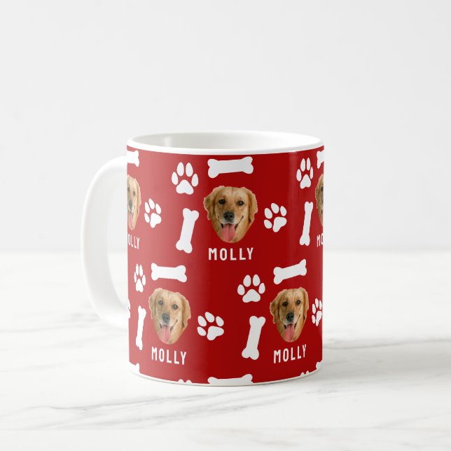 Mug Customized Dog Pet Photo & Name Red (Devant gauche)