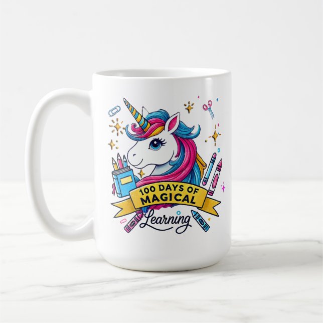 Mug Cute 100 Jours de l'école Magique Apprentissage Un (Gauche)