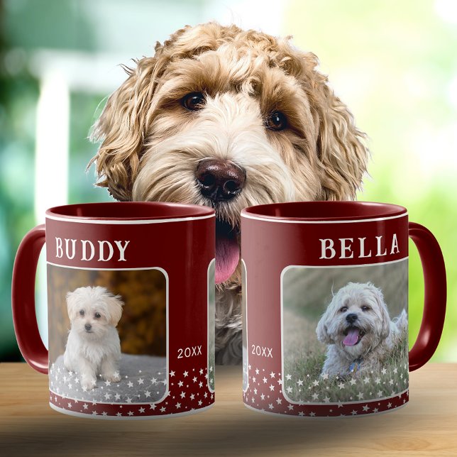 Mug Cute 2 Chiens Photo Names Motif étoile Rouge (Créateur téléchargé)