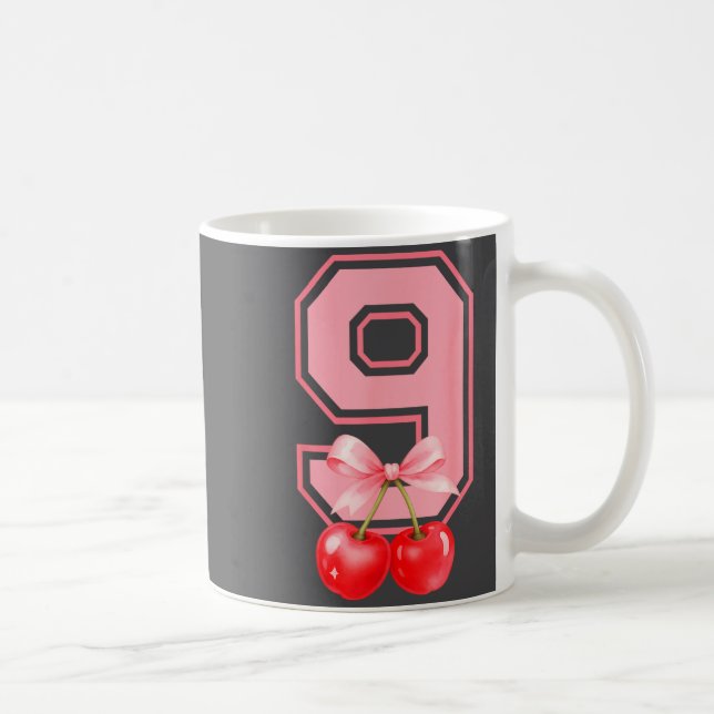 Mug Cute 9th Birthday Girl Nk Cherry Coquette Bow 9 Ye (Droite)