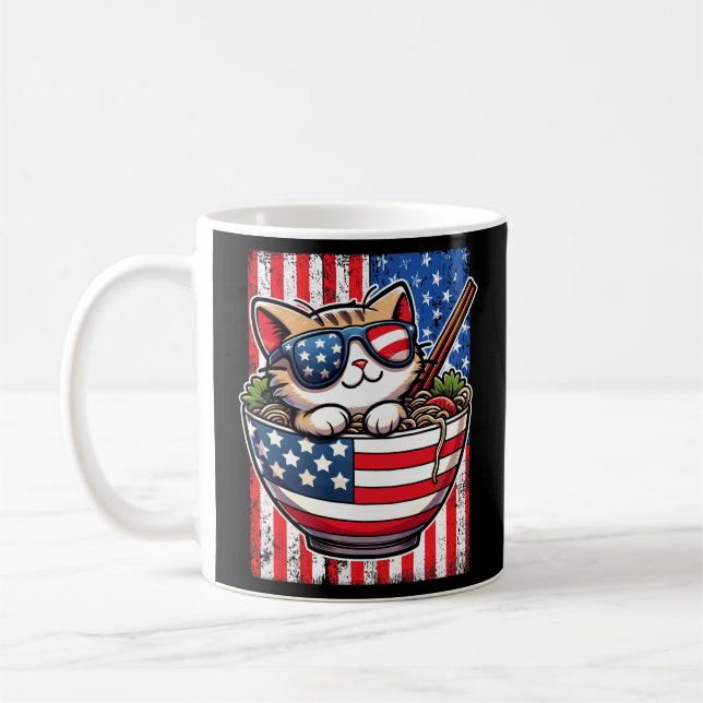 Mug Cute America Chat Mange Ramen (Gauche)