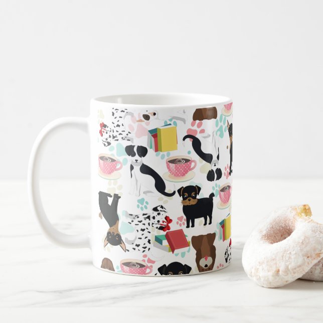 Mug Cute Amoureux des chiens Book Lover (Avec donut)