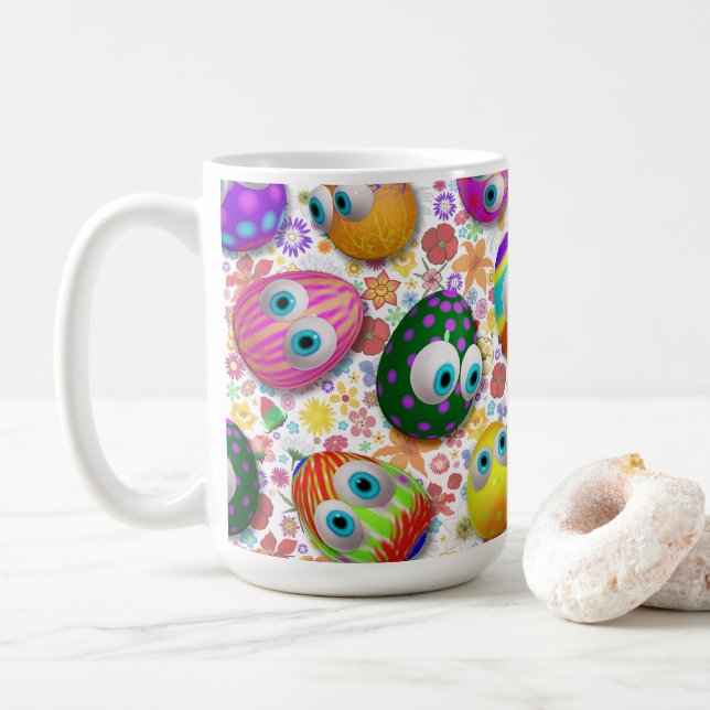 Mug Cute and Funny Easter Eggs Cartoon (Avec donut)