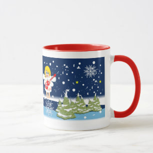 Mug Cute Angels, Neige et Texte personnalisé muet