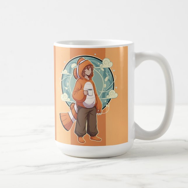 Mug Cute Anime Boy in Clownfish Costume drinking Coffe (Droite)