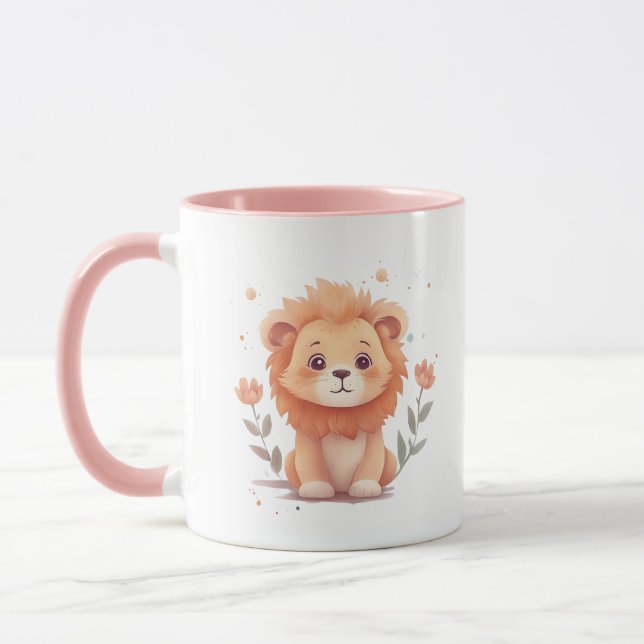 Mug Cute Aquarelle Bébé Lion Cub (Gauche)