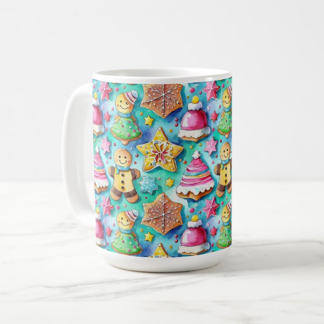 Mug Cute aquarelle Cartographie pain d'épice Cookie (Devant gauche)