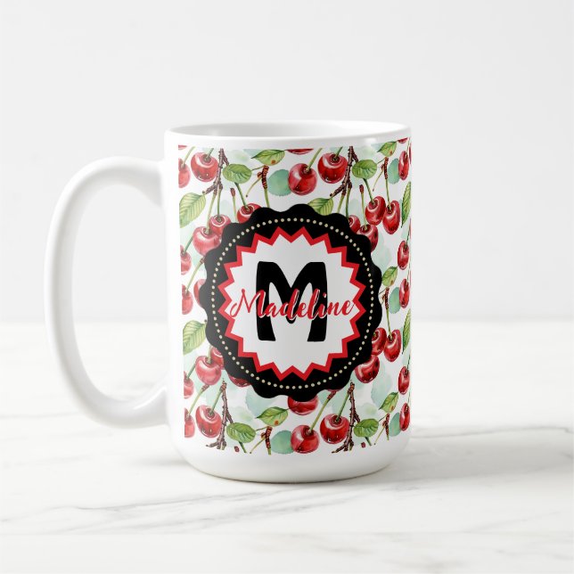 Mug Cute Aquarelle Cerisier Motif personnalisé (Gauche)