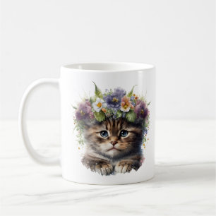 Mug Cute Aquarelle Florale Chat