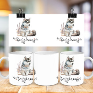 Mug Cute aquarelle Husky être forte calligraphie