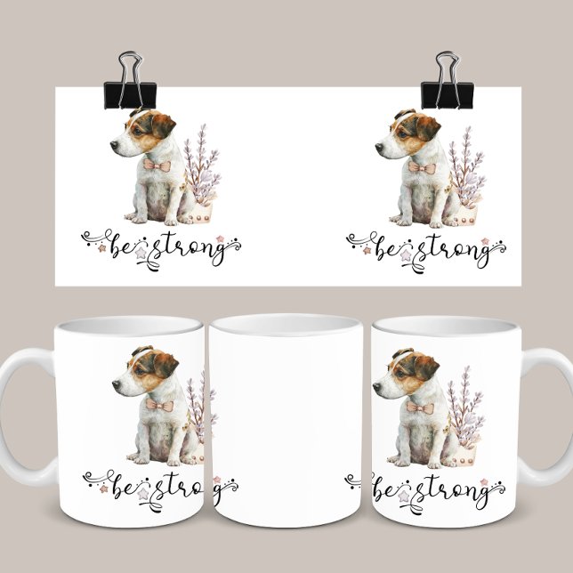 Mug Cute aquarelle Jack Russell Soyez forte calligraph (Créateur téléchargé)
