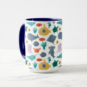Mug Cute Aquarelle Océan Animaux Motif