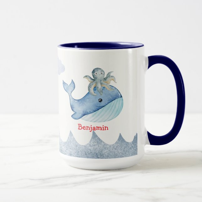Mug Cute arc-en-ciel poulpe Poisson de baleine Fête d' (Droite)