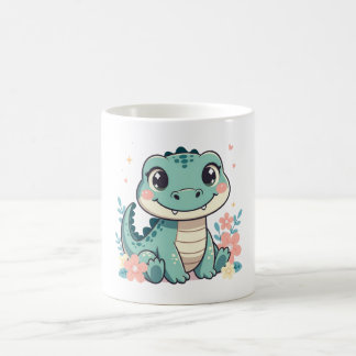 Mug Cute Baby Crocodille with Floral Garden