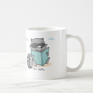 Mug Cute baby raccoon reading. I books. love