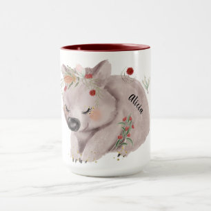 Mug Cute Baby Wombat Gold Speckle Nom personnalisé