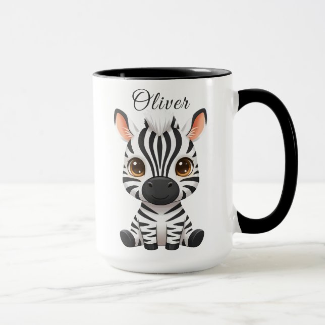 Mug Cute Baby Zebra Cartoon, Personalize Child's Name (Droite)