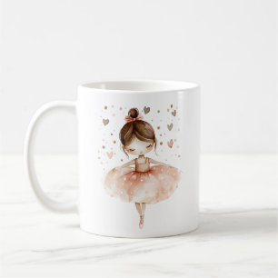 Mug Cute Ballerina Ballet Danse Amour Coeurs Aquarelle