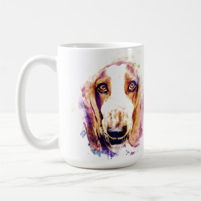 Mug Cute Basset Hound Chien Tête Face Chien Chien (Gauche)