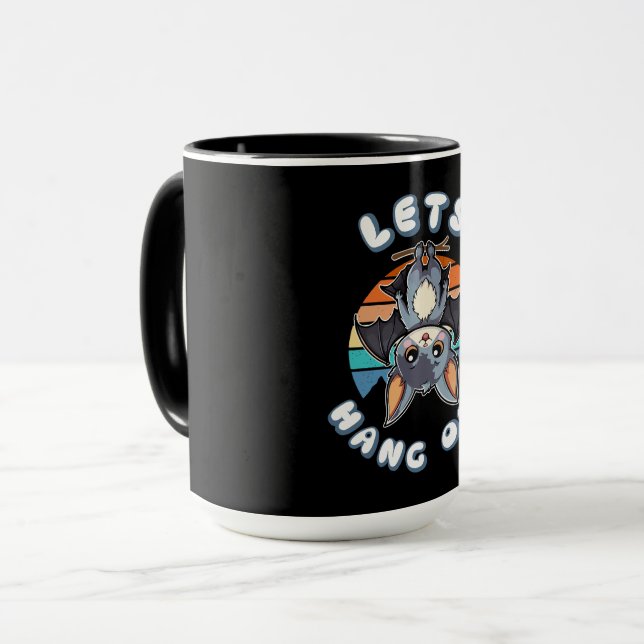 Mug Cute Bat Hanging et Retro Sunset | Allons-y (Devant gauche)