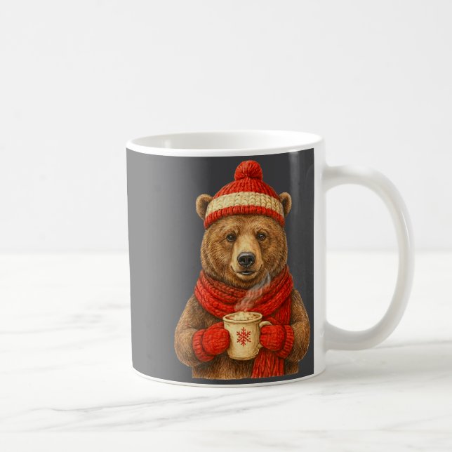 Mug Cute Bear With Santa Hat Coffee Lover Funny Winter (Droite)