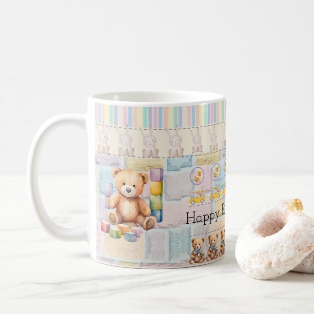 Mug Cute bears, chicks, pastel bunnies (Avec donut)