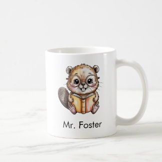 Mug Cute Beaver Reading a Book Custom