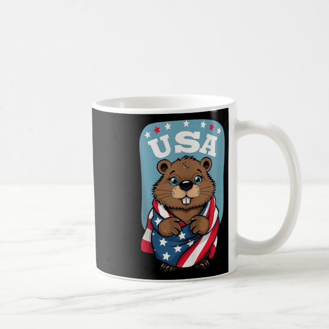 Mug Cute Beaver Summer Drapeau nous Débardeur du jour  (Droite)
