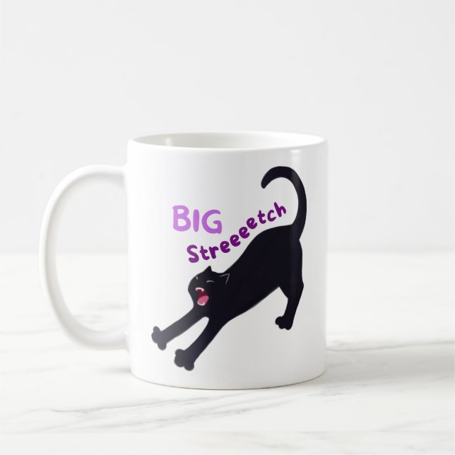 Mug Cute Big Stretch Chat noir - Pour les Amoureux de  (Gauche)