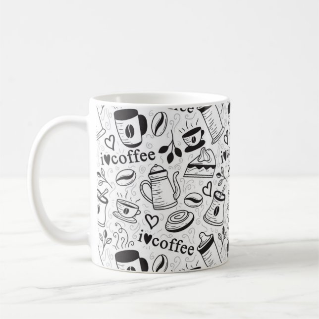 Mug Cute Black and White Coffee Love I Love Coffee (Gauche)