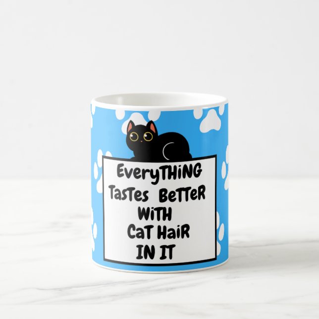 Mug Cute Black Chat Cheveux Bleu clair Arrière - plan (Centre)