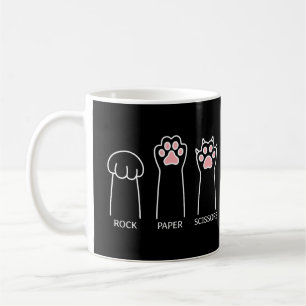 Mug Cute Black Rose Funny Chat Papier Rock Ciseaux mèm