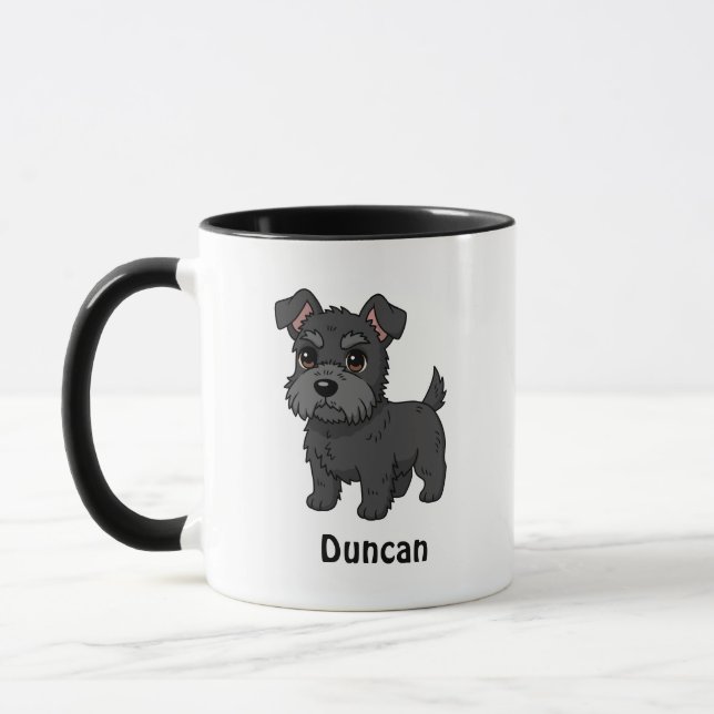 Mug Cute Black Scottish Terrier Dog Custom Name (Gauche)