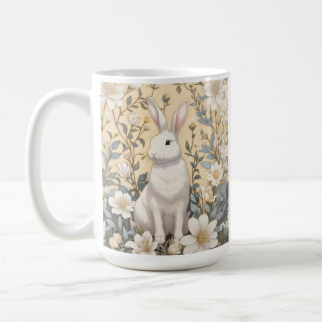 Mug Cute Blanc Bunny Pastel Jaune Floral (Gauche)