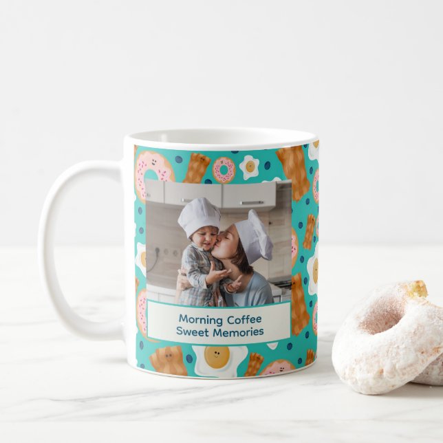 Mug Cute Blue Breakfast Customizable Pastel (Avec donut)