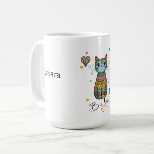 Mug Cute Boho Coloré Chat Floral
