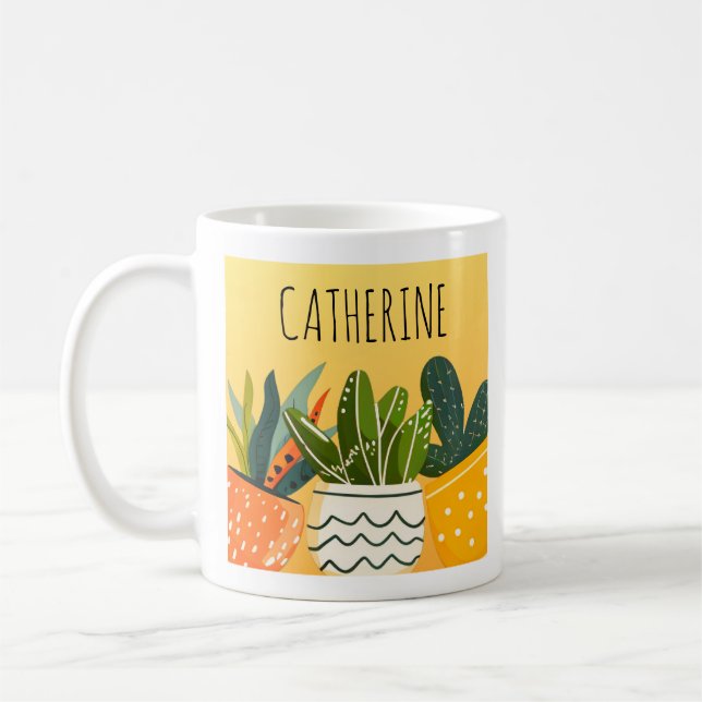 Mug Cute Boho Poted Plantes Personnalisé Plante Lover (Gauche)