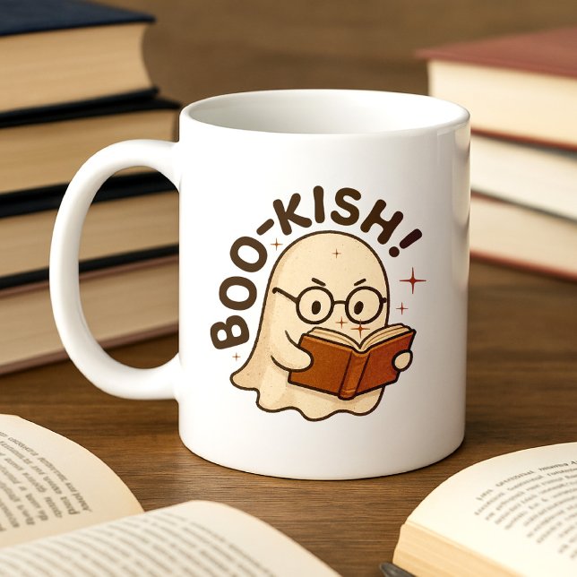 Mug Cute Book Reading Ghost Funny Bookworm Halloween (Créateur téléchargé)