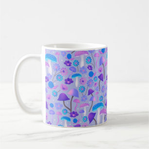 Mug Cute Botanique Champignons Fleurs pourpres Turquoi